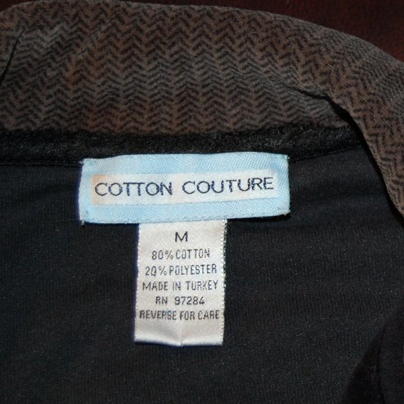 COTTON COUTURE Black/ Gray Velour Jacket Size M - Picture 11 of 12